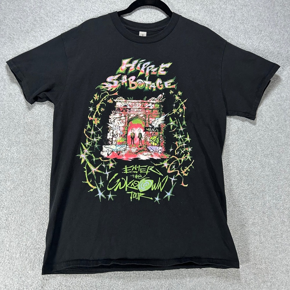 Hippie Sabotage Shirt Mens M Black Graphic Enter the Unknown Tour Band